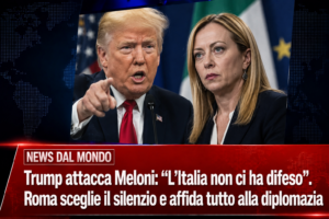 NEWS DAL MONDO: Trump attacca Meloni: “L’Italia non ci ha difeso”. Roma sceglie il silenzio e affida tutto alla diplomazia